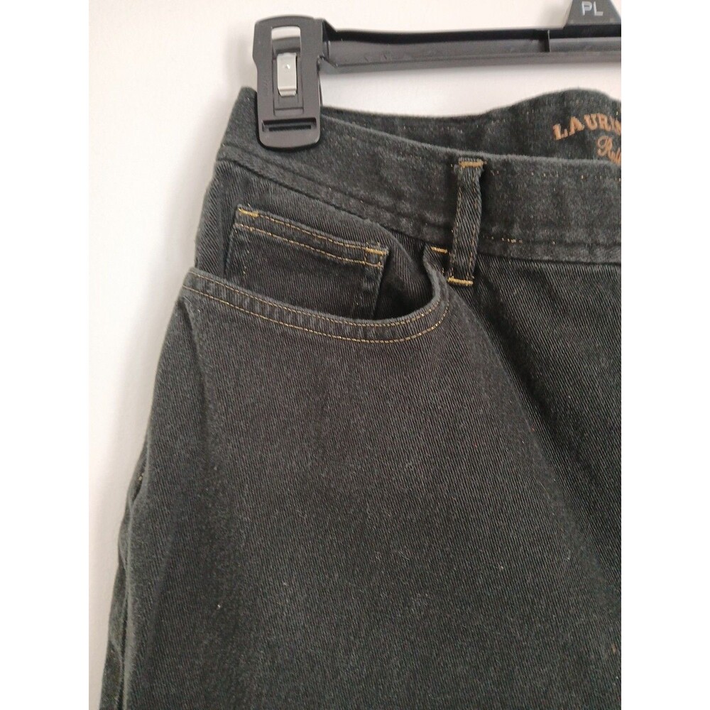 Lauren Jeans Co. Ralph Lauren Black Straight-Skinny Gold Stitch/Button Size 4 - Picture 3 of 16